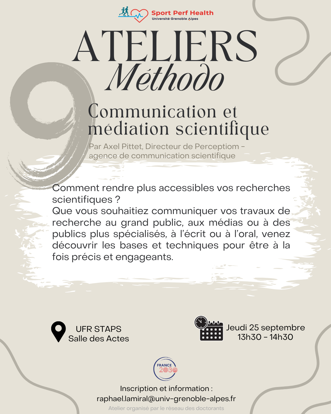 Annonce Atelier méthodo Communication et médiation scientifique